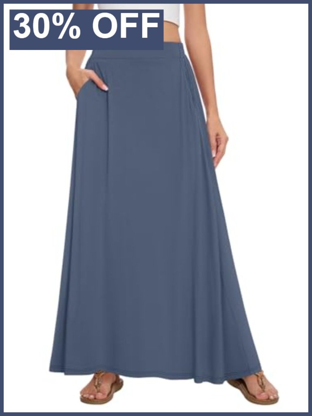 Maxi Skirt High Waist A-Line Flowy Elastic Waist Summer Beach Vacation